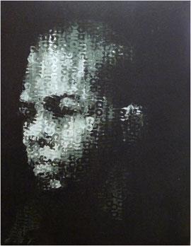Binary Visage: Code IV - Acrylic Painting by Claude Chandler