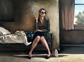 A Cigarette Before Leaving - Oil Painting by Mila Posthumus