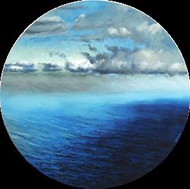 Aerial View II - Circular Oil Painting by Janna Prinsloo