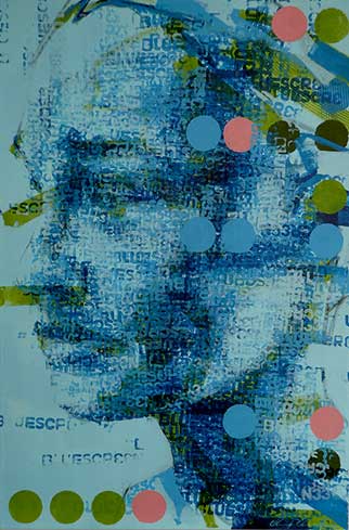 Binary Visage: Blue Screen - Painting by Claude Chandler