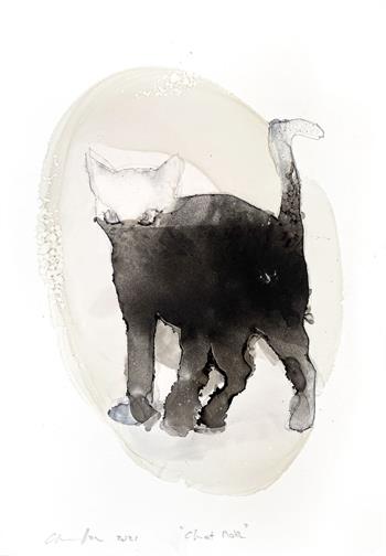 Chat Noir - Ink On Yupo by Pascale Chandler