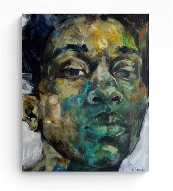 contemporary portrait painting of an African person