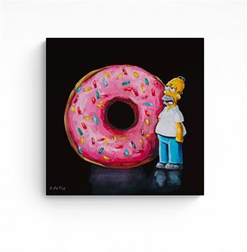 small painting of Homer Simpson with a large doughnut