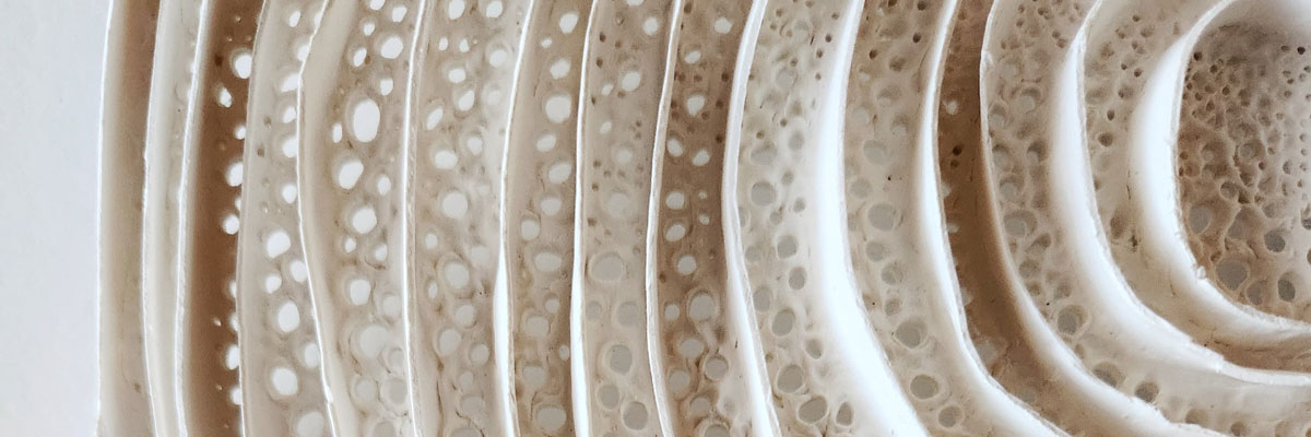 Close up of an air dried clay sculpture by Jo Roets