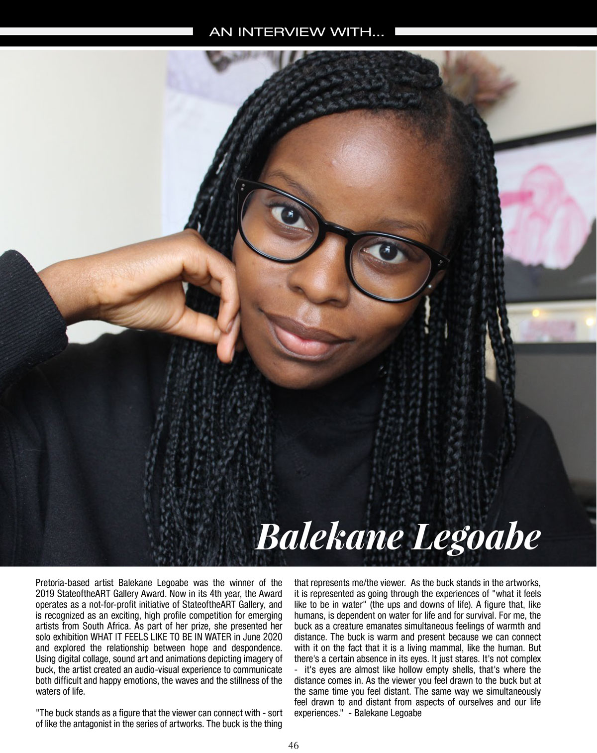 Balekane Legoabe in SA Artist Mag