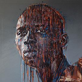 Portrait of Ishi - Large Portrait Painting by Chris Denovan