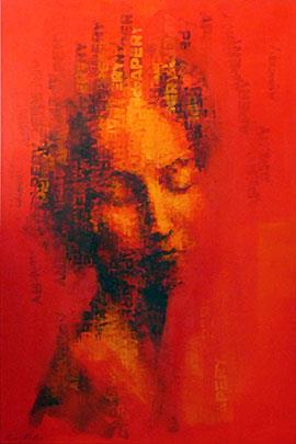Binary Visage: Apery - Acrylic Painting by Claude Chandler