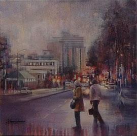 7:48 AM, Bree Street - Oil Painting by Karen Wykerd