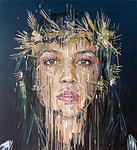 Portrait of Safia - Large Portrait Painting by Chris Denovan