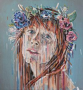 Portrait of Janelle - Large Portrait Painting by Chris Denovan