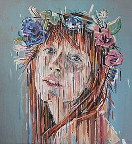 Portrait of Janelle - Large Portrait Painting by Chris Denovan