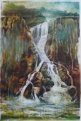 Cascade - Mixed Media by Janet Botes
