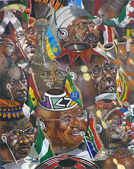 Heads Of African States - Painting by Kufa Makwavarara