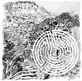 Labyrinth Series: Nursery Ravine II - Ink Drawing by Kitty Dörje