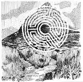 Labyrinth Series: Lions Head II - Ink Drawing by Kitty Dörje
