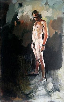 Male Nude: Standing - Nude Painting by Grace Kotze