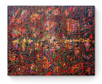 detailed abstract painting on canvas with plenty of texture