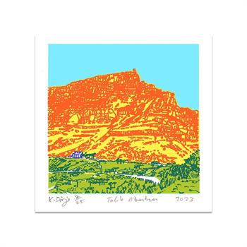 small silkscreen print on paper of Table Mountain