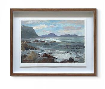 framed oil painting of the Betty's Bay coastline in the Western Cape