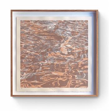 framed artwork on paper depicting a woman swimming in the sea 