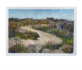 oil painting created en plein air of the path on top of Table Mountain