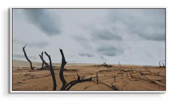 Realism oil painting depicting the Kalahari desert by Catherine Ocholla