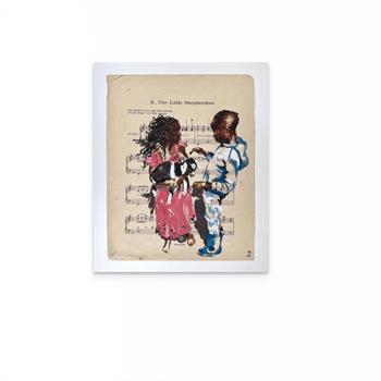 picture of two children holding a lamb at a petting farm.