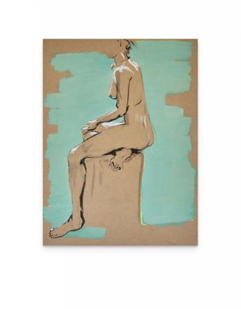Female nude figure study on brown paper by Lisette Forsyth