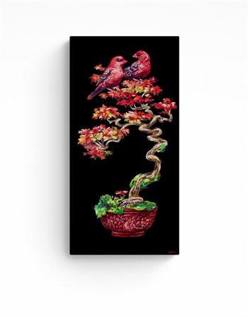 detailed still life painting of the African firefinch by Grace Kotze