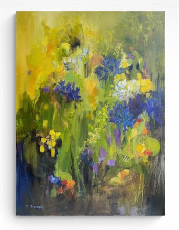 Vibrant and expressive painting of agapanthus flowers 