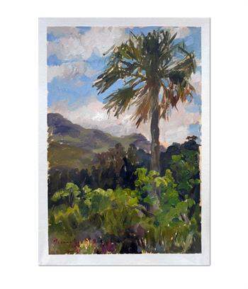 oil painting on paper of a Cape Town palm tree