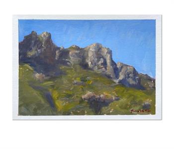 Plein air oil painting of Chapmans Peak mountain