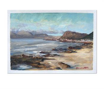 Picture painted en plein air of the tidal pool at Kalk Bay, Cape Town