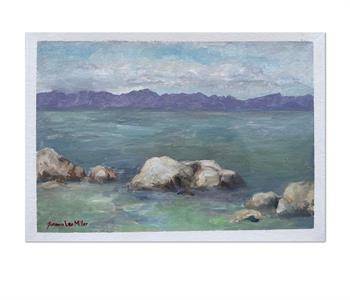Small painting of the rocks at Windmill Beach, a sheltered cove near Simon's Town