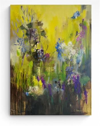 Expressionistic floral painting in vivid colours by Claudia Treagus