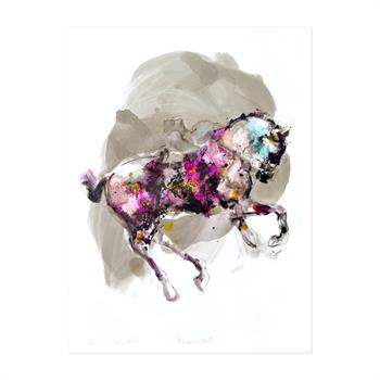 Gorgeous ink on paper painting of an equestrian horse by Pascale Chandler