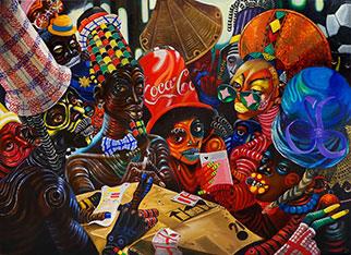 Fancy Hats - Painting by Kufa Makwavarara