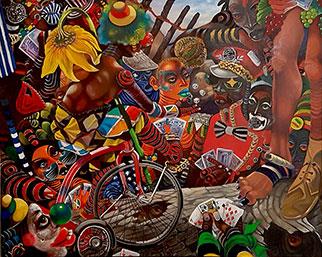 Land Of Gambling - Painting by Kufa Makwavarara