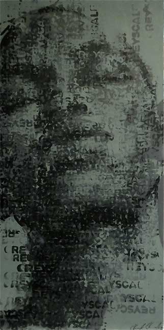 Binary Visage: Grey Scale - Painting by Claude Chandler