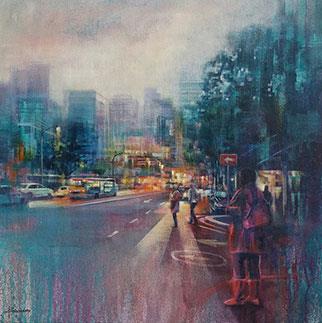 7:50 AM, Bree Street - Painting by Karen Wykerd