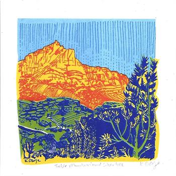 Table Mountain and Silver Tree Ed. 5/25 - Handmade Print by Kitty Dörje