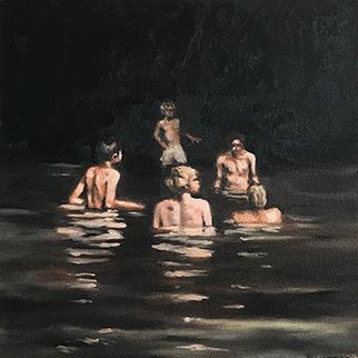 Midnight Skinny Dip - Painting by Mila Posthumus