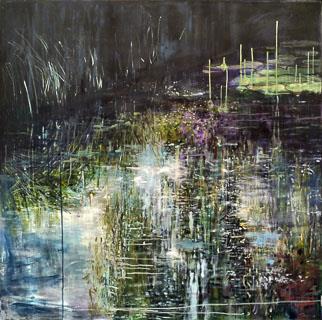 Le Jardin Au Clair D'Lune II - Painting by Joanne Reen