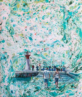 05/02/2018 @ 13:15 PM, Kalk Bay Pier - Painting by Karen Wykerd