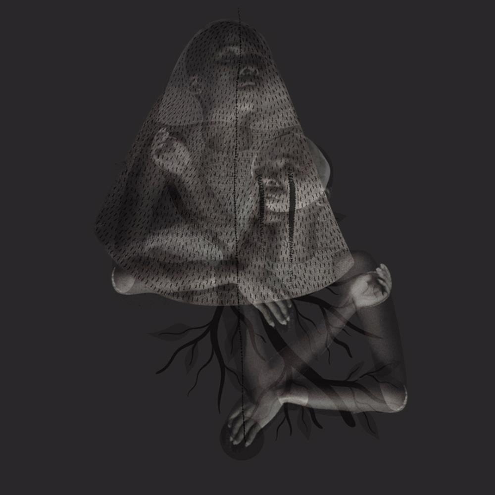 picture of a ghostly figure with veil on a black background