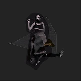 digital collage artwork of a young woman in a dream-like state