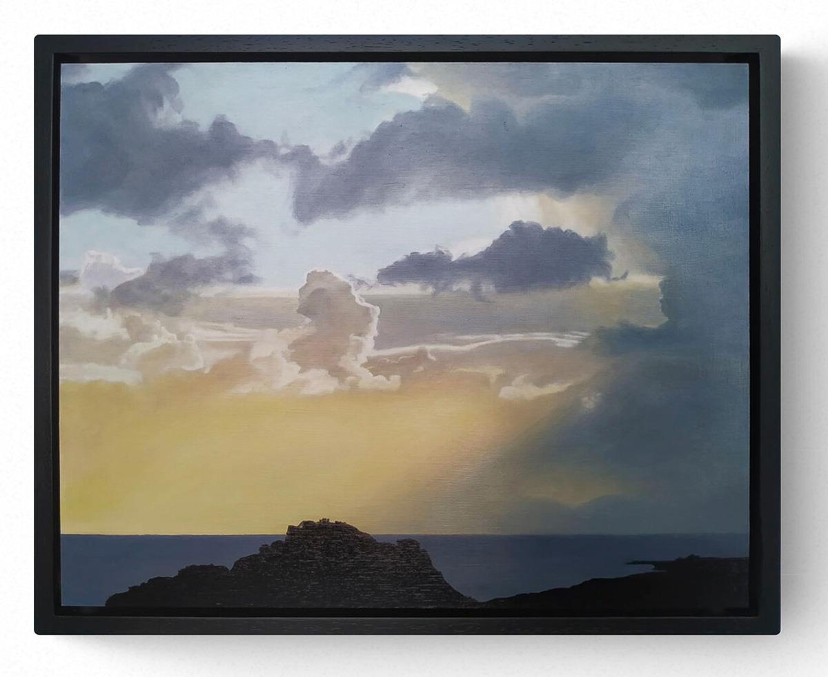 painting of the sun shining through the clouds over the Cape Town coast  Delete