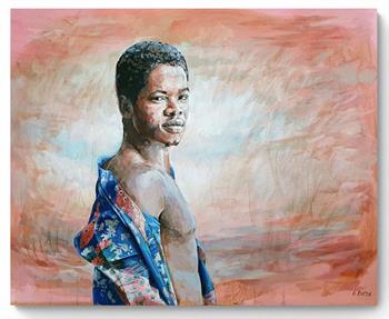 painting of a beautiful young man wearing a blue kimono