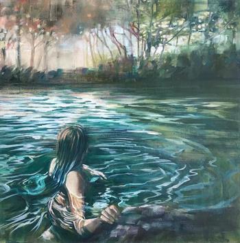 Forest Bather - Painting by Karen Wykerd