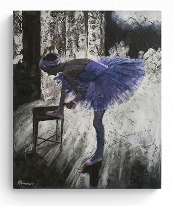 painting of a ballet dancer in lilac tutu 